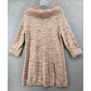 Pure Jill Dress Womens Medium Sweater Knit Long Sleeve Pink Green Cowl Neck‎